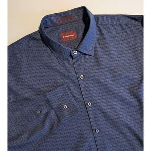NWOT Tommy Bahama Mens XXL Midnight Blue Silk Textured Button Down VERY NICE